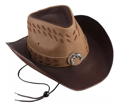 Sombrero De Vaquero Casual De Ala Ancha Para Hombre Con Cuer