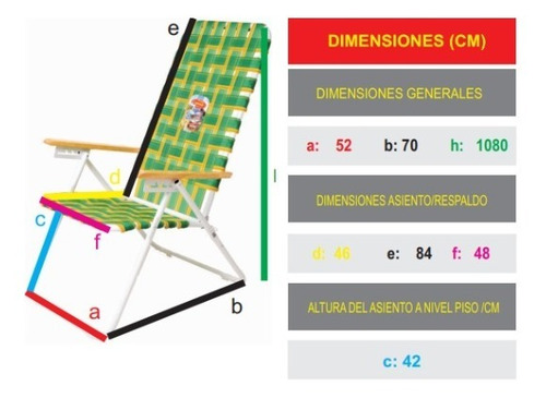 Imagen 2 de 2 de Reposera Alta Silla Playera Caño Acero 5 Posiciones Solcito!