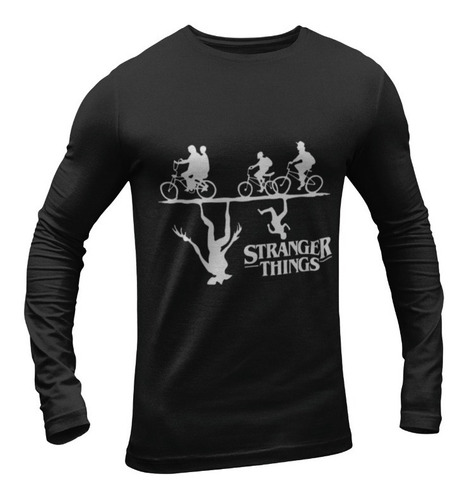 Polera Manga Larga Stranger Things Algodon Estampado