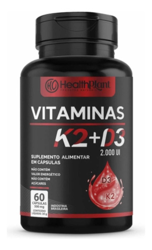 Vitaminas K2 + D3 2000ui - 60 Cápsulas Sabor Without Flavor