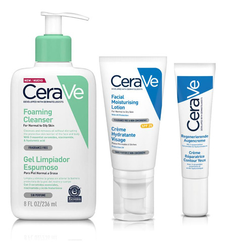 Pack Cerave Limpieza+hidratante Facial+cr Reparadora Ojos