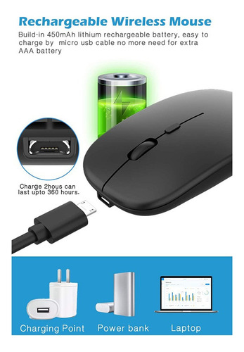 Ratón Inalámbrico Con Receptor Usb Y Tipo C, Para Portátil,