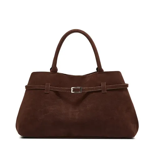 Dazzy Bolsa Tote De Camurca Marrom Ombro Feminina Com Alcas Formato Espacoso Tote Fecho De Ima Seguro