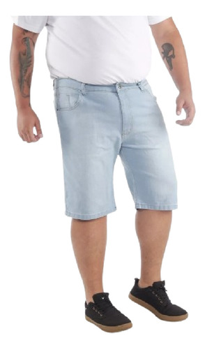 Bermuda Masculina Jeans Com Lycra Plus Size Delave Clara 