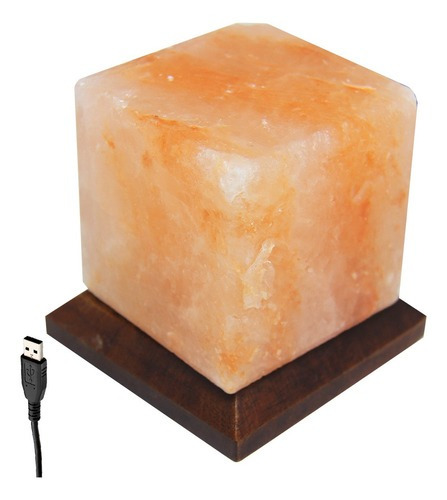 Mini Abajur Luminária Terapêutica Sal Rosa Do Himalaia Usb
