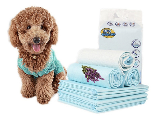 Tapete sanitario para perros Homer design pp712 descartable Lisa color cleste blanco de 45cm x 60cm