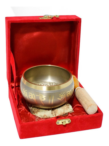 Imagen 1 de 3 de Cuenco Tibetano 7 Metales Nepal Tallado 10,5 Cm Con Baqueta