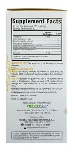 Greenside Kombucha D-tox Jengibre Caja Con 20 Bolsas Sfn
