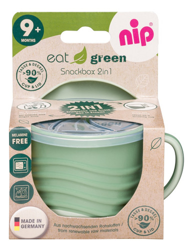 Nip Green. Vaso 2 En 1 Verde. Permite Beber Y Comer Edad: 9+