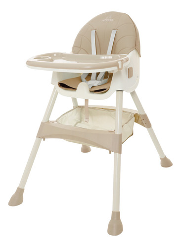 Silla Alta Periquera Bebe Kiddos Mecedora Con Llantas 5 En 1 Ajustable Plegable Asiento Piel Bandeja Extraíble Segura Color KHAKI