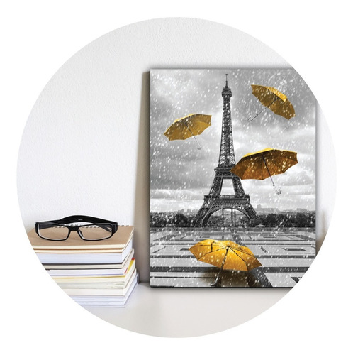 Imagem 1 de 3 de Placa Decorativa Torre Eiffel Detalhe Amarelo
