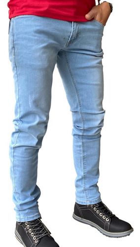 Pantalón Jeans Elasticado Slim Celeste