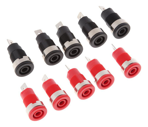 . 10 Conectores Banana Hembra De 4 Mm Para Montaje En Panel