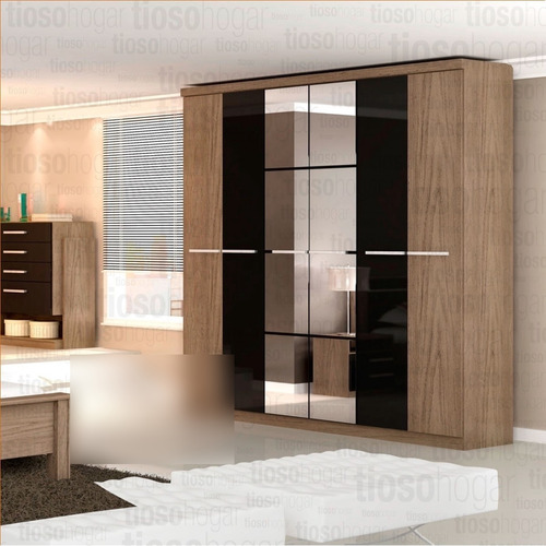 Imagen 3 de 10 de Placard Premium 2 Metros 6 Puertas Cajones Espejo Mode Envio