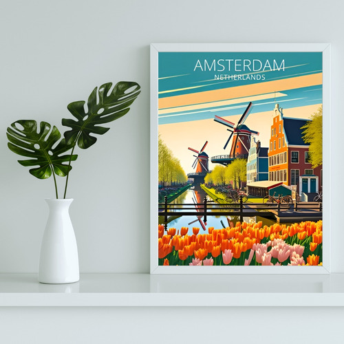 Cuadro Decorativo Habitación Ciudad Ámsterdam Países Bajos  