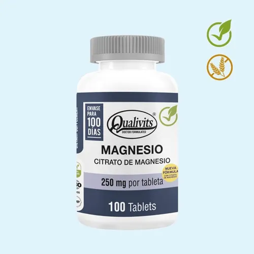 Citrato De Magnesio Qualivits® 250mg X 100 Tabletas Calidad Sin Sabor