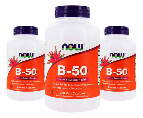 Vitamina B 50mg Now Foods Vitamin B-50 250 Veg Caps 3un Sabor Sem Sabor