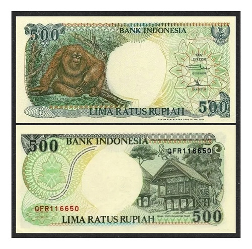Grr-billete De Indonesia 500 Rupiah 1992/1995 - Orangután