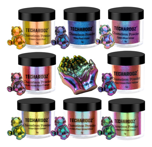 Techarooz Chameleon - Polvo De Mica De 8 Colores Cambiantes,