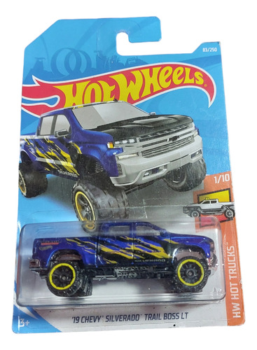 Hot Wheels 19 Chevy Silverado Trail Boss Camioneta Azul Ca6