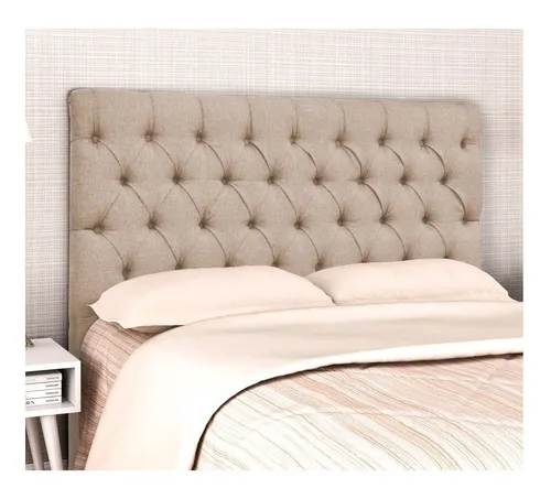 Imagem 3 de 3 de Cabeceira de cama box JS Móveis Cristal King 195cm x 126cm Linho bege