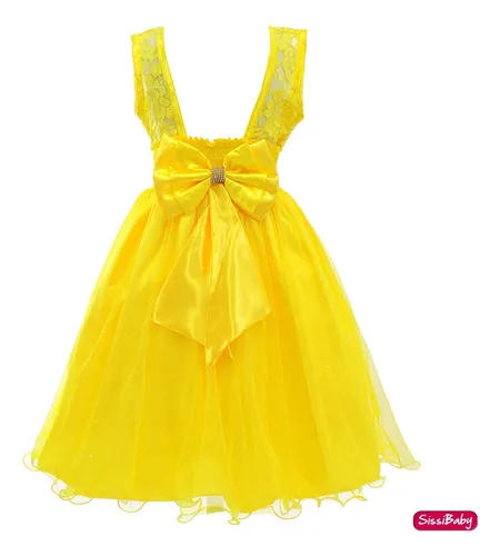 Vestido Infantil Juvenil Amarelo Bela Formatura Daminha Luxo