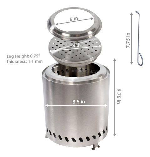 Sunnydaze Fogata De Mesa Sin Humo Con Patas Plegables Bolsa