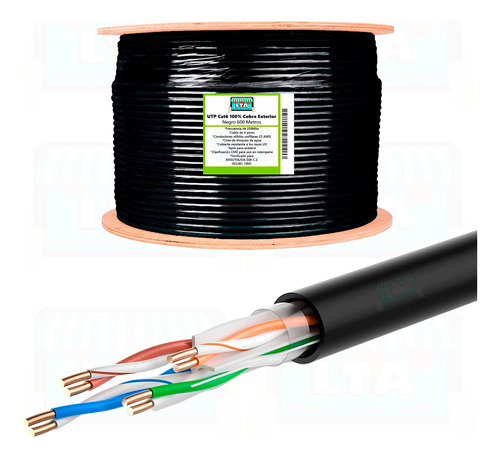 Bobina Red Utp Cat6 Cobre 23awg Exterior Ia 600m Gtía X Vida