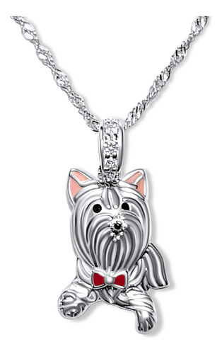 Collar Plata 925 Pequeño Yorkshire Terrier Mascota Perro