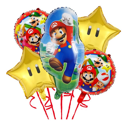 Set De Globos Metalizados De Mario Bros O Princesa Peach