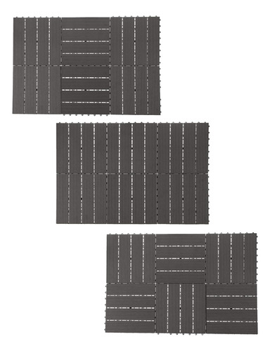 Juego De 6 Baldosas De Suelo De Patio Entrelazadas De Madera