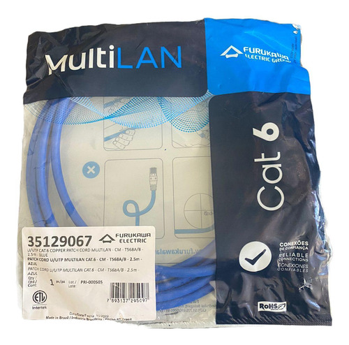 Patch Cord Multilan Cat6 2,50 Mts Azul Furukawa Cm 35129067