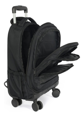 Mochila urbana Polo King Modelo com Rodas cor preto design liso