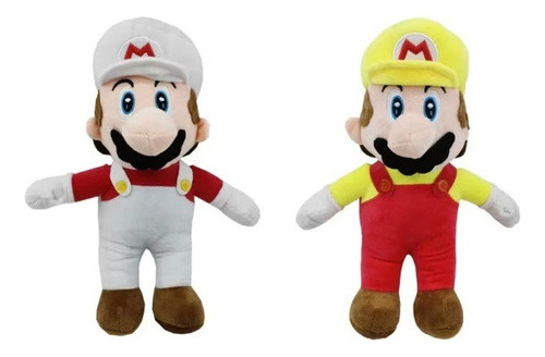 Set 2 Peluches Mario Bros Alternativos Bco-amarillo De 27 Cm