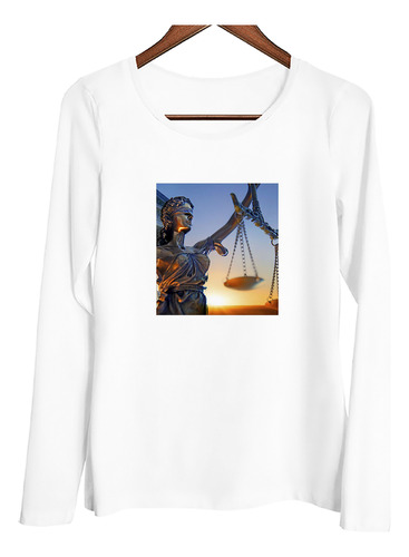 Remera Mujer Ml Abogacia Estatua Justicia Con Sol Atardecer