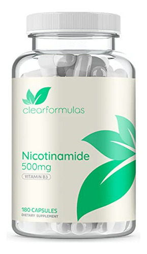 Clearformulas Nicotinamide 500mg (180 Cápsulas Vegetales) Vitamina B3