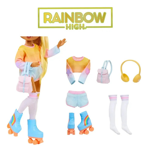 Ropa De Muñeca Rainbow High Outfit Patinadora Original 2m