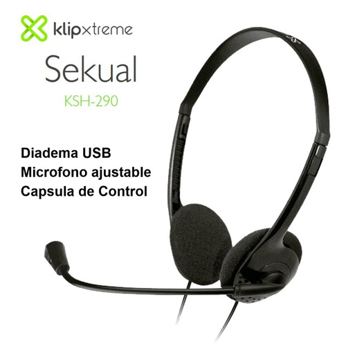 Imagen 2 de 10 de Audífonos Usb Diadema Mic Control Klip Xtreme Sekual Ksh-290