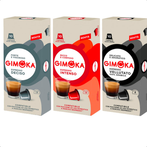 Cápsulas De Café Compativel Nespresso Gimoka Sabores Kit 30
