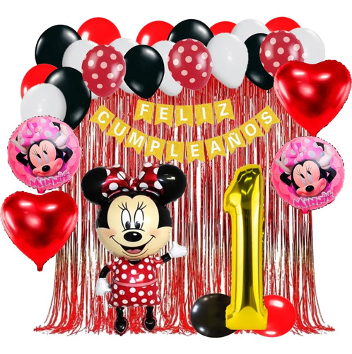 Kit Globos Minnie Roja Decoración Cumpleaños 