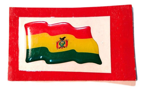 Calco Resinado Con Volumen Bandera Bolivia - 7 X 4,5 Cm