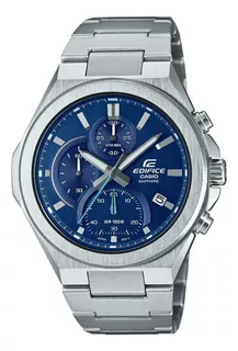 Reloj Casio Edifice Efb-700 Original Para Caballero E-watch Color De La Correa Plateado Color Del Fondo Azul