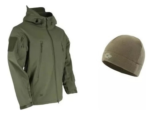 Combo Campera Tácticas Impermeable + Gorro Micro Polar