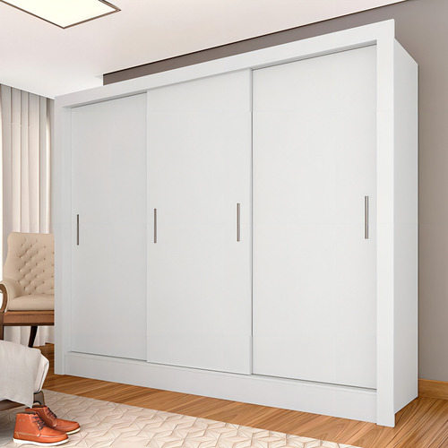 Guarda Roupa 3 Portas De Correr Casal Aurora Branco - M.a