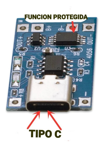 Modulo Carga Tipo C Bateria De Litio Tp4056 18650 100 Pzas.
