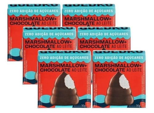 6 Musa Marshmallow Chocolate Leite Zero Açúcar Goldko 30g