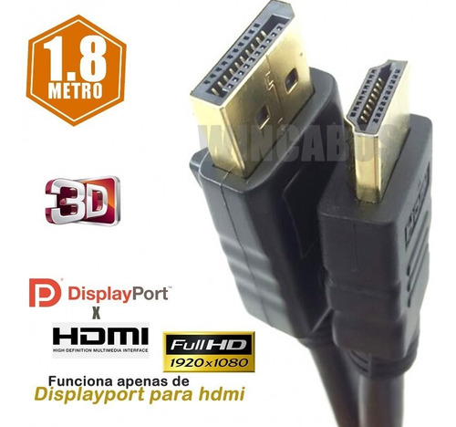 Imagem 6 de 8 de Cabo Displayport X Hdmi De 1,80 Metros