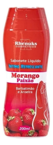 Sabonete Íntimo Líquido Refrescante Aromático 200ml Rhenuks Fragrância Morango