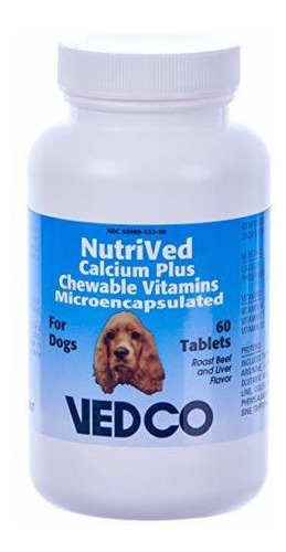 Vitaminas Masticables Con Calcio Para Perros - 60 Tabletas.