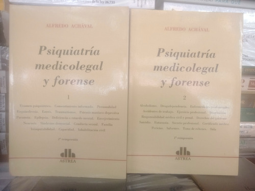 Alfredo Achaval Psiquiatría Médico Legal Y Forense 2 Tomos 